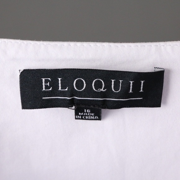 Eloquii White Puff Sleeve Babydoll Dress NWT Size 16 - Picture 8 of 10